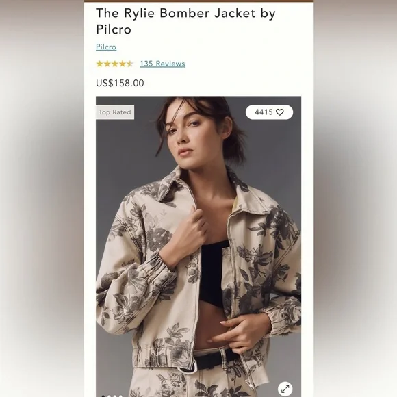 NWT Size L-Anthropologie The Rylie Bomber Jacket by Pilcro in Navy (NWT US$ 158) - Picture 16 of 16